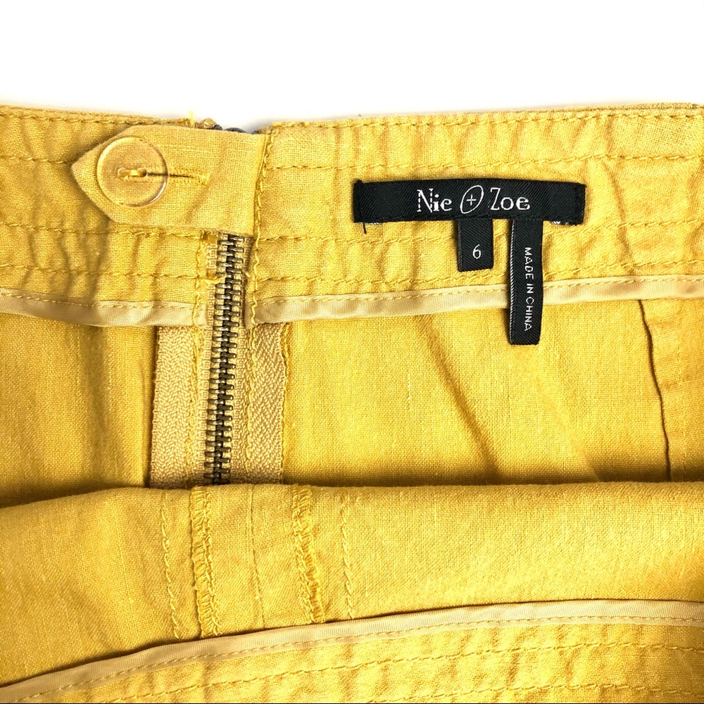 🌹Nic & Zoe Mustard Color Linen Blend Skirt - Picture 4 of 5